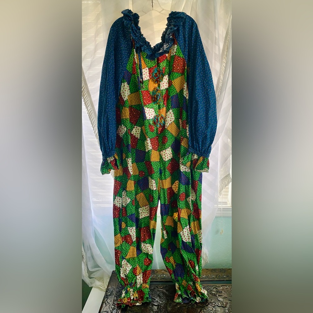 Adult XL homemade onesie scarecrow clown Halloween costume *broke zip in back